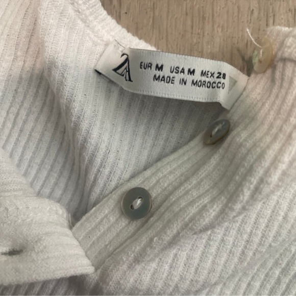 Zara White Ribbed Women's Bodysuit - Picture 2 of 2
